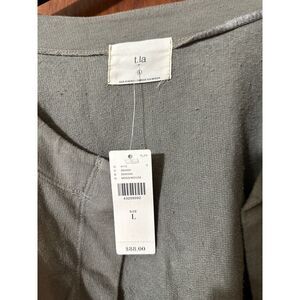 t.la Women's Cardigan Top, Moss Green, Tie Waist, Long Sleeve, Size L